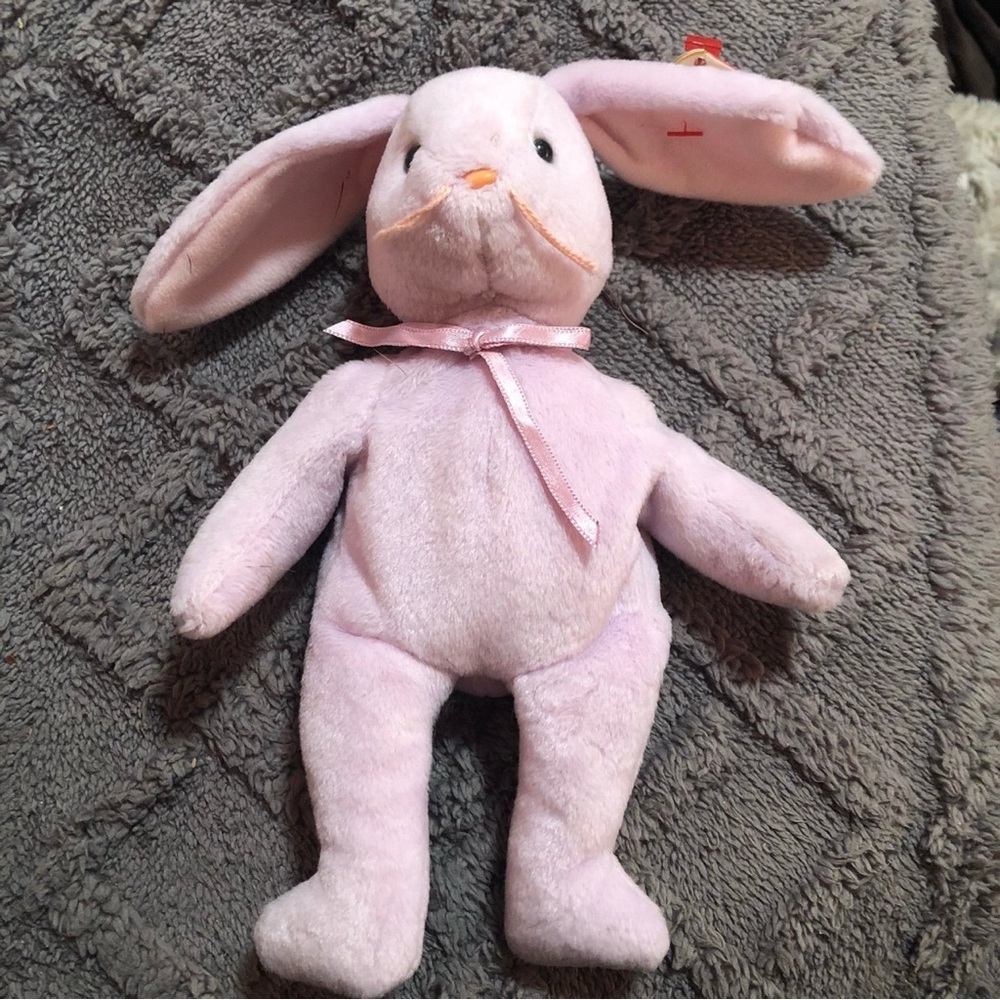 Retired TY Beanie Baby 1996 FLOPPITY Bunny Tag Error, born May 28, 1996